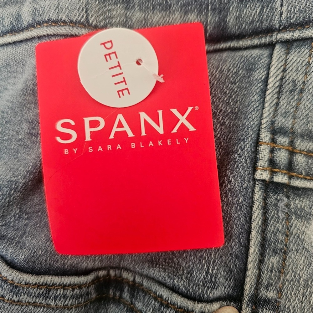 SPANX Jeans 3X Petite Ankle Skinny Pull On Light Wash Stretch Denim NWT Y2K - Picture 9 of 13